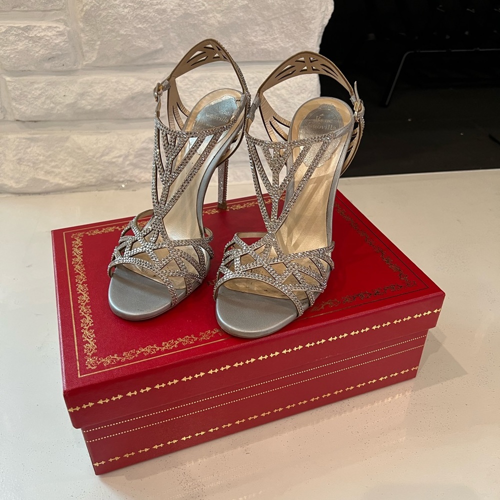 Rene Caovilla - Silver Satin Strass Sandal